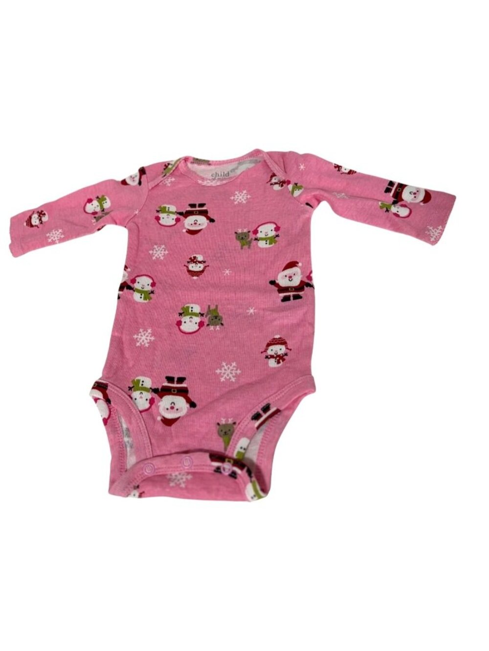Child Of Mine Girls Infant Baby Size 0 3 months pink Long Sleeve Bodysuit santa
